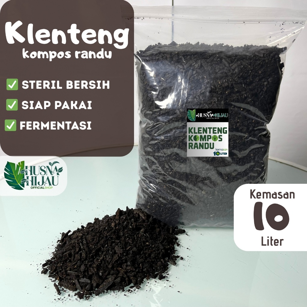 Husna hijau, KLENTENG kompos randu fermentasi kemasan 10 liter,  STERIL BERSIH SIAP PAKAI, media tan