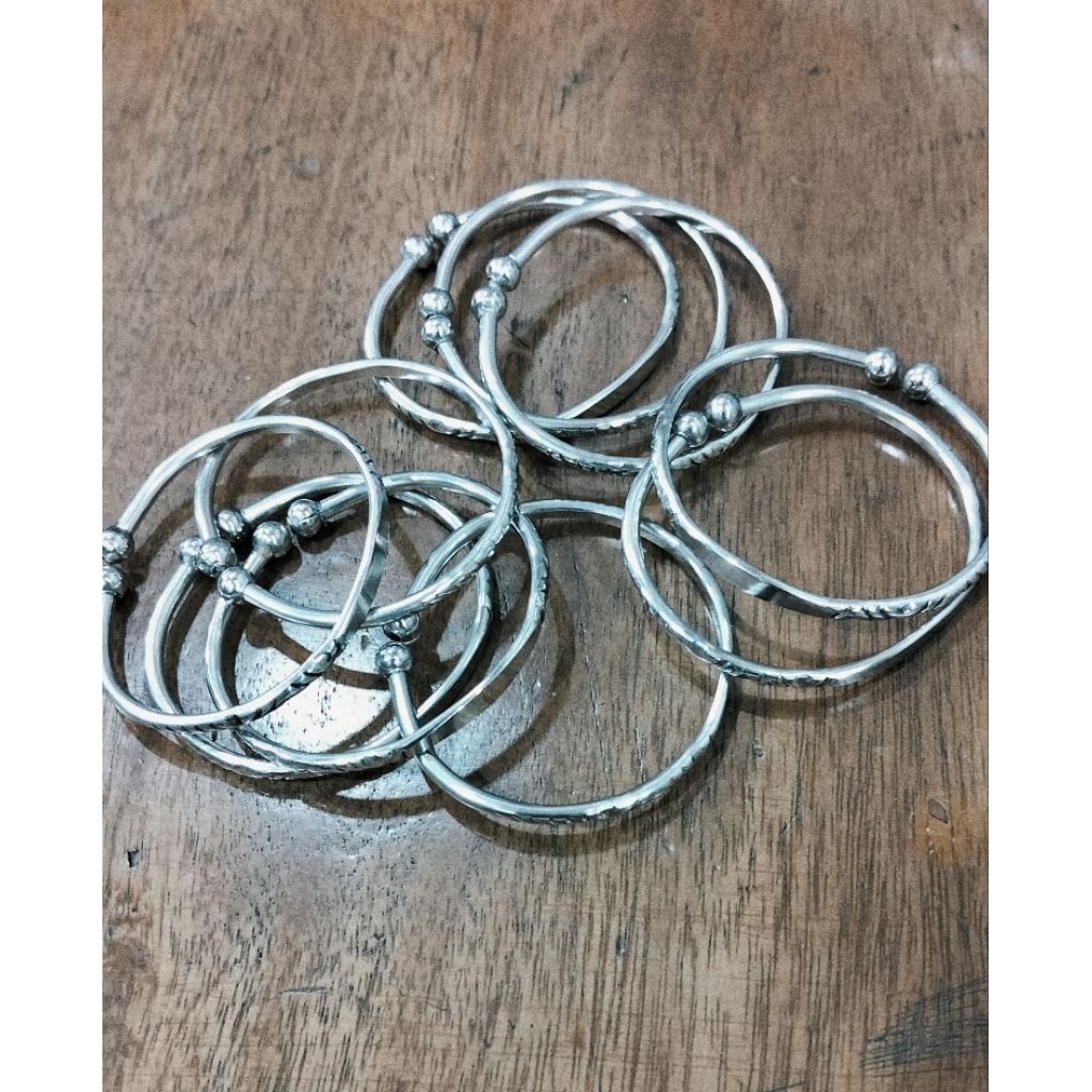 GROSIR 10PCS GELANG BAYI PLAT UKIR GELANG STAINLESS STEEL ANTI KARAT