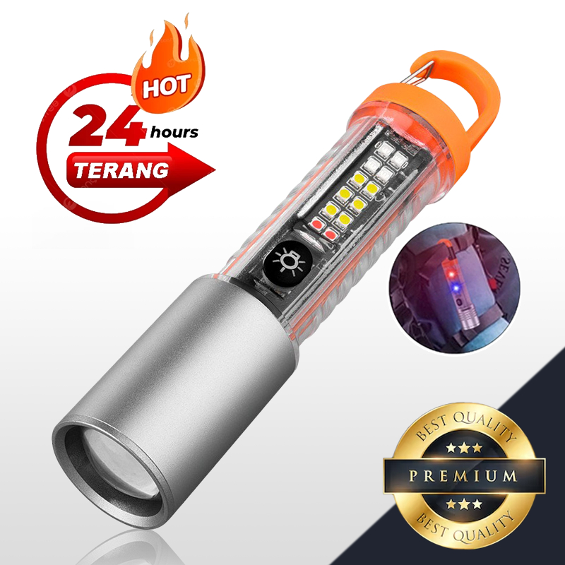LED Senter Super Terang 10000LM Tahan Lama USB Isi Ulang Senter Outdoor Waterproof Lampu Senter Cas 