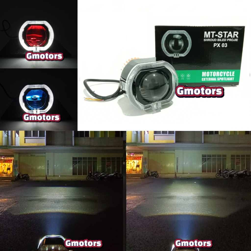 MT STAR PX 03 Projie Biled Matrix 2.5 Inch Body Hitam Cahya Putih Lampu Utama Biled Projie