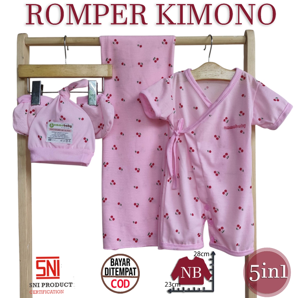 Jumper Kimono 5in1 Baju Bayi Perempuan Laki Perlengkapan Baru Lahir Stelan 0 6 Bulan Celana Bedong T