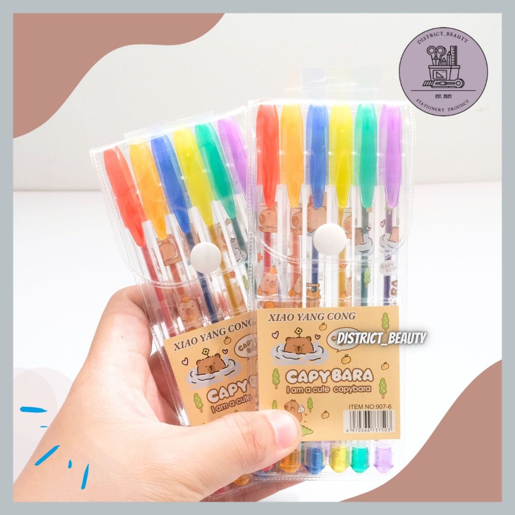 

PULPEN GEL WARNA WARNI 1 SET 6 PCS MOTIF CAPYBARA PULPEN GLITTER PEN GLITTER MANIK MOTIF CAPYBARA 1 BOX ISI 6 PCS PULPEN ALAT TULIS SEKOLAH ANAK TERMURAH