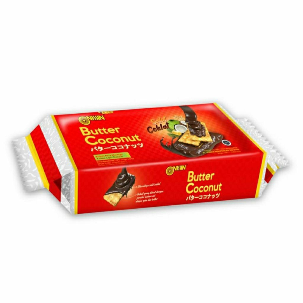 

Nissin butter coconut biskuit rasa mentega kelapa lapis cokelat 115g