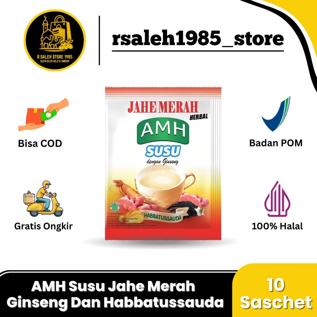 

Jahe susu amh 10 saset, jahe merah herbal plus susu AMH dengan habbatussauda dan gingseng