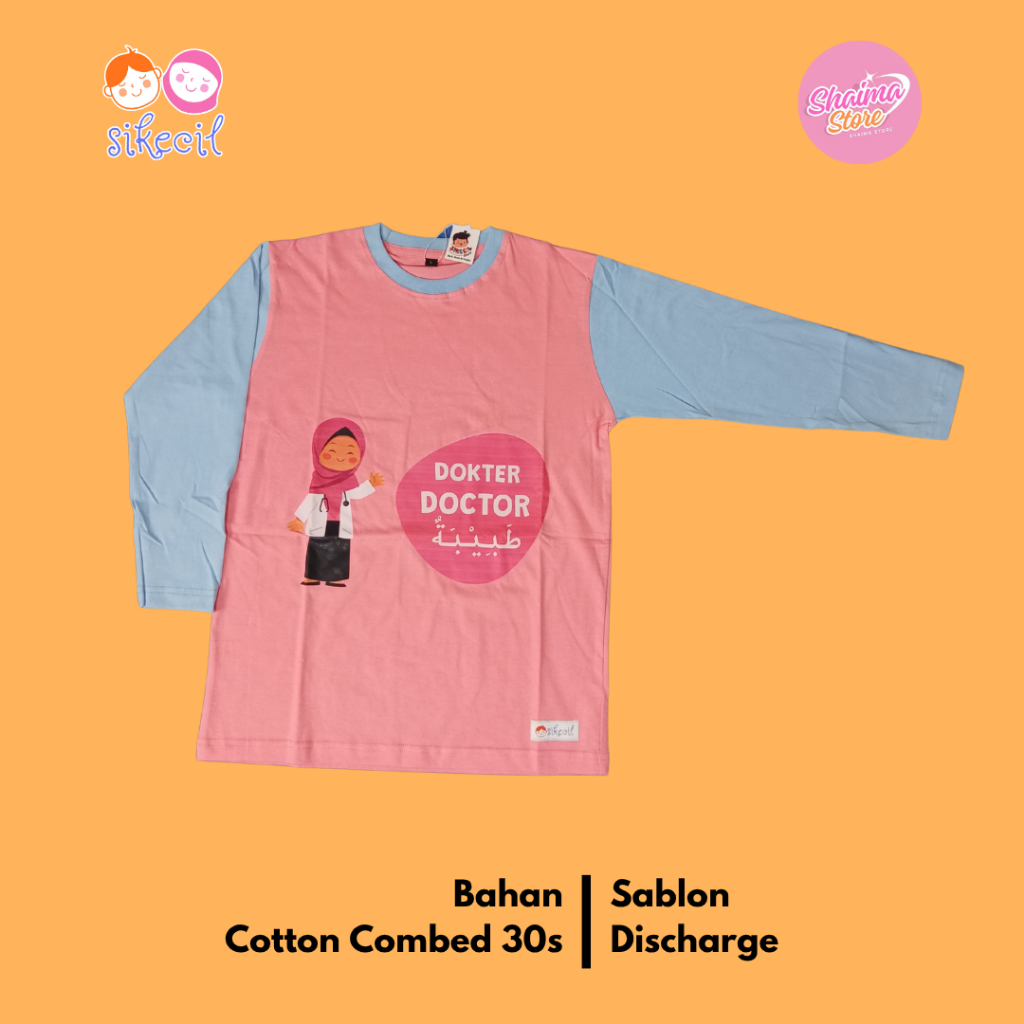 KAos Anak Perempuan 4 - 12 Tahun Edukasi Dokter Muslimah Lengan Panjang