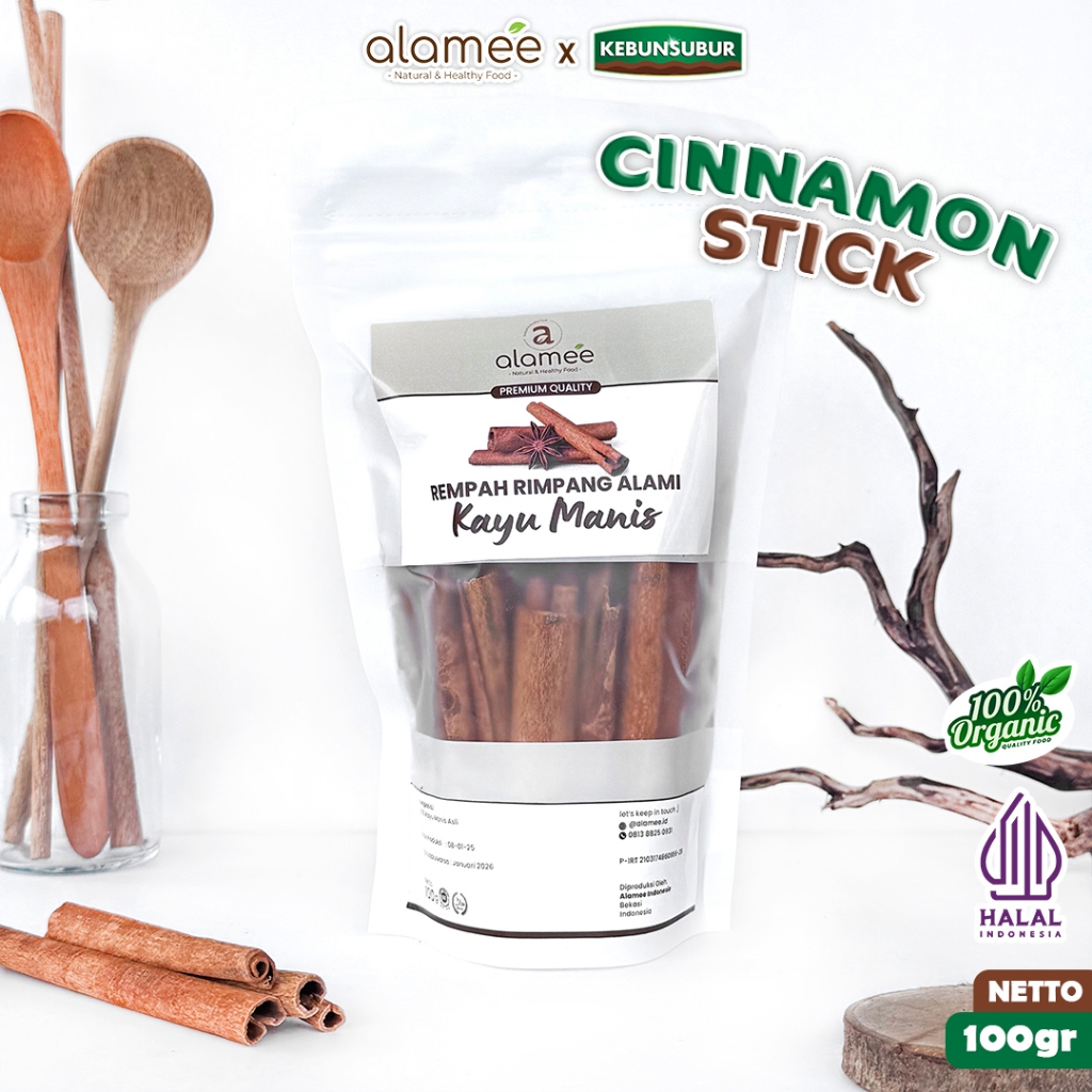 

ALAMEE Kayu Manis Rempah Cinnamon Stick Batang Organik Alami Bumbu Masak Spice 100gr Kebunsubur