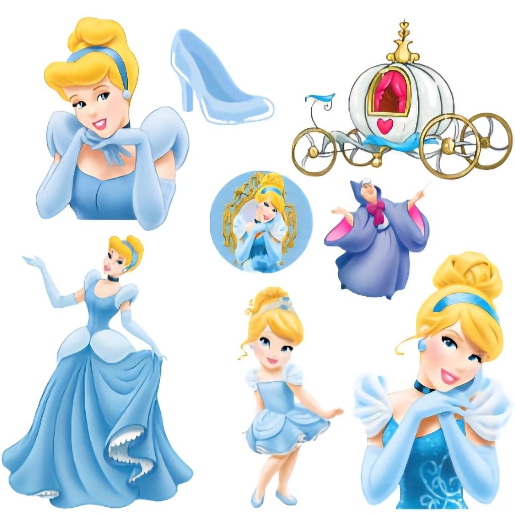 

(3 pcs) Sticker edisi Disney Princess Bahan vinyl Ukuran 10x10 cm