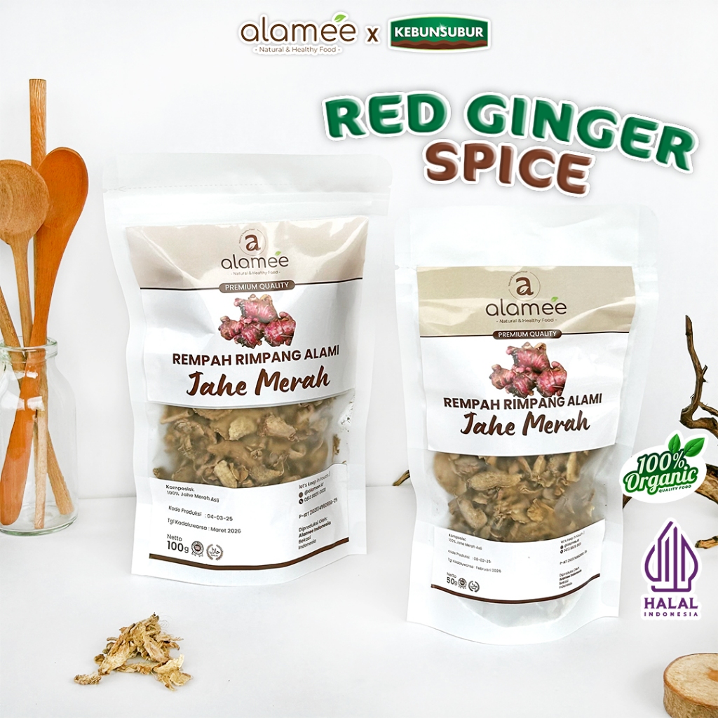 

ALAMEE Jahe Merah Dried Red Ginger Kering Iris Rempah Rimpang Organik Alami Spice Kebunsubur