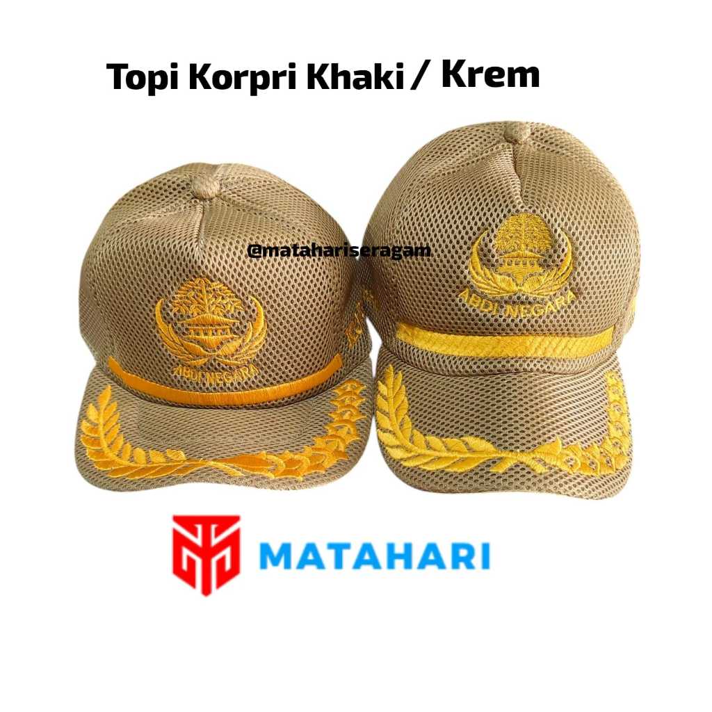 Matahari Seragam Topi Korpri Khaki Golongan 3 / Topi Korpri Krim / Topi PNS