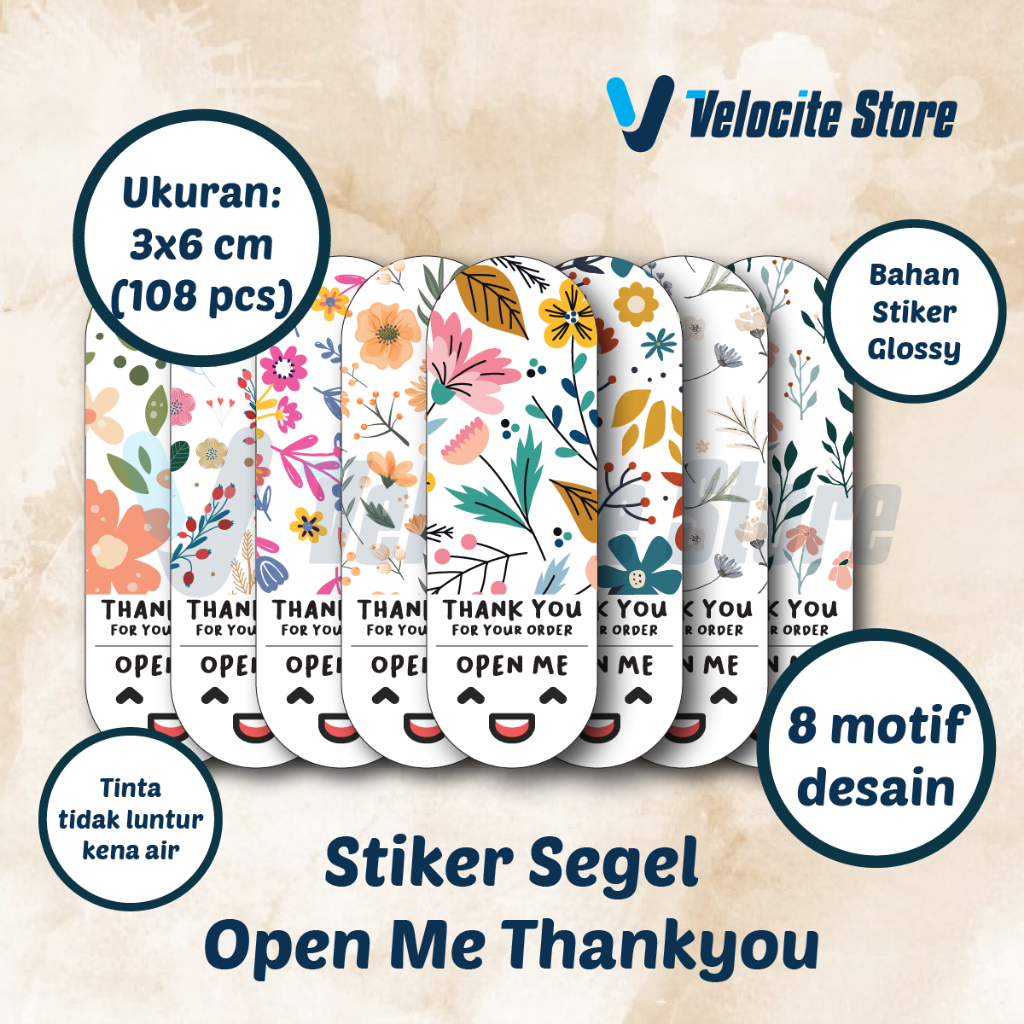 

Stiker Label Open Me Thank You For Your Order 3x6 cm (108 pcs)