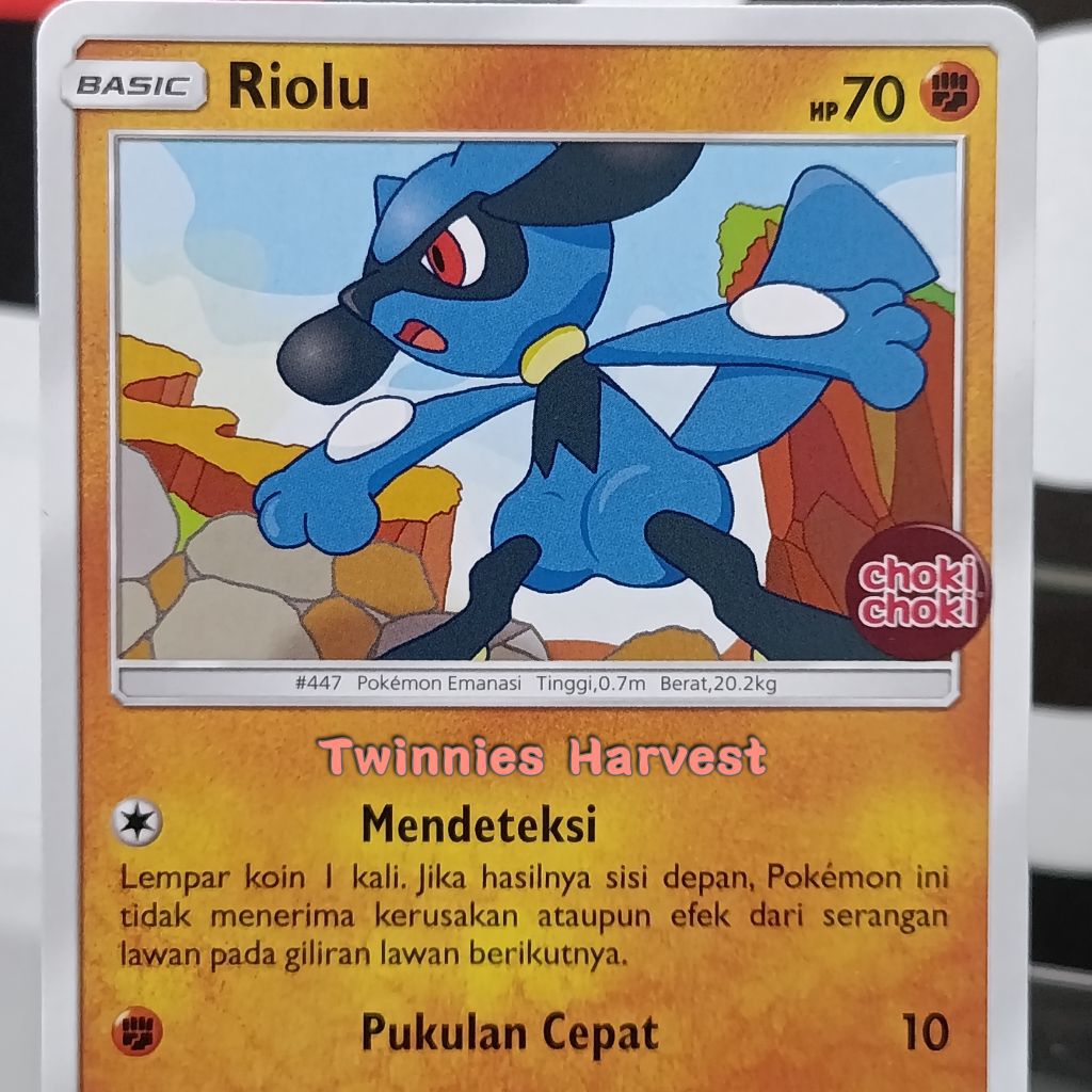 Kartu TCG Pokemon Indonesia Promo Choki-Choki 2020 Sun & Moon Trading Card Game : Riolu
