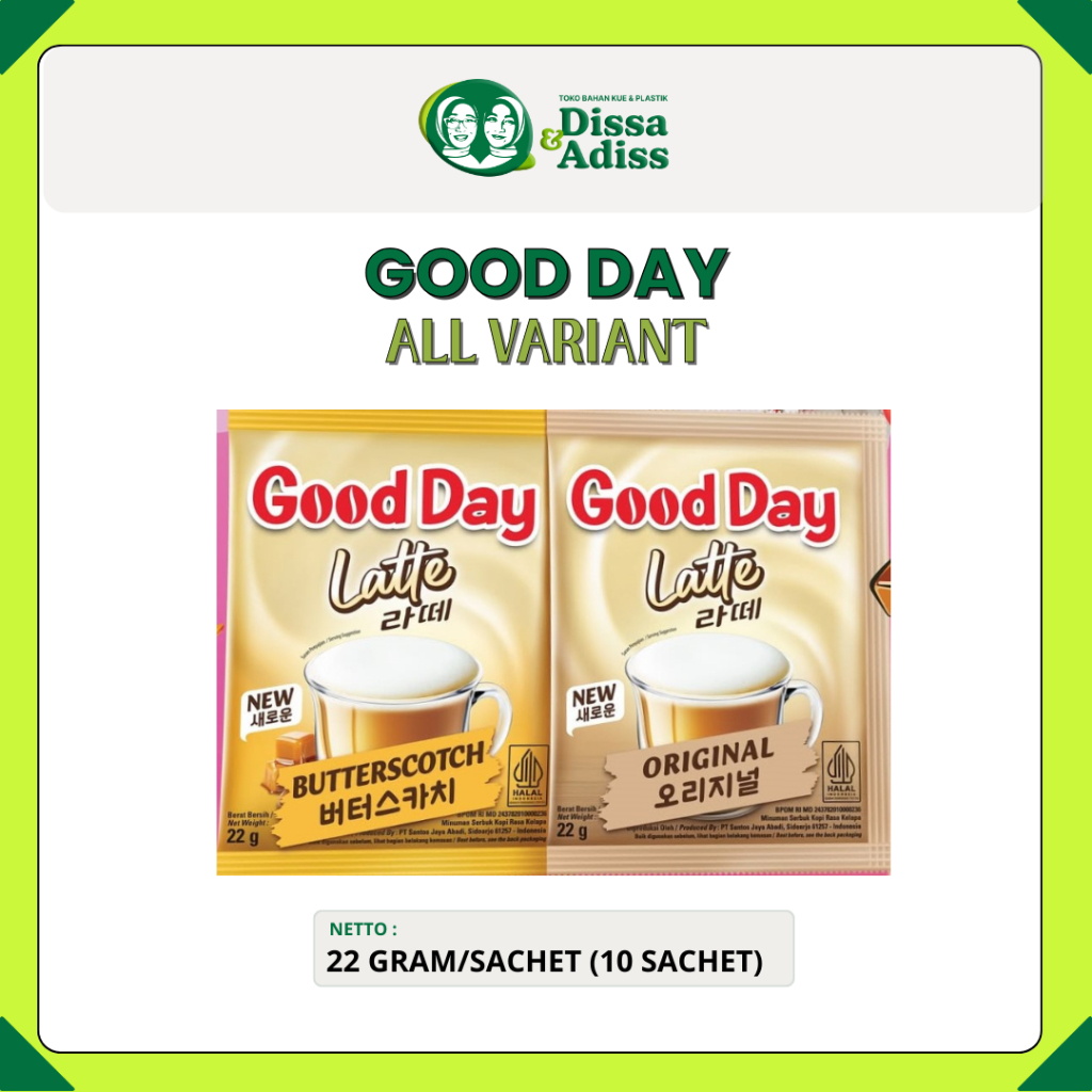 

Agen Kopi GOOD DAY Latte Cappuccino 22gr Sachet @10 PCS / MINUMAN SERBUK SACHET - Tobaqdissa
