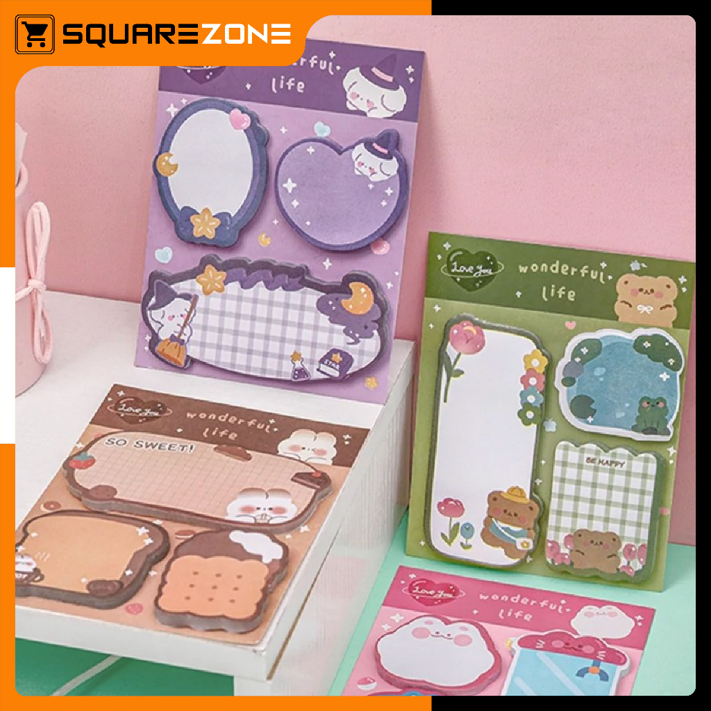 

Sticky Notes Kawai 3in1 Memo Pad Stick Note 60lembar Tempelan Kertas Pembatas Buku ATK3012