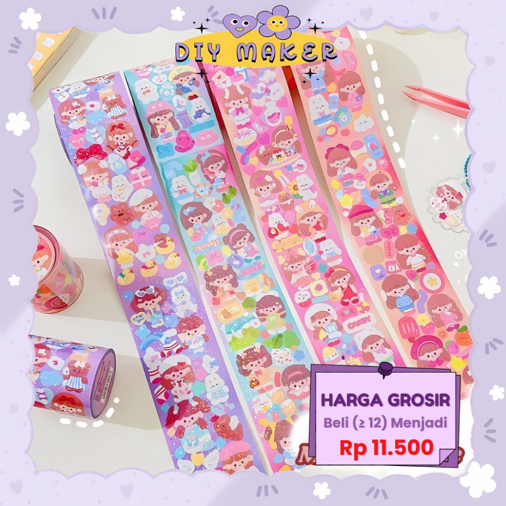 

DM Washitape Masking Tape Stiker Momo Glossy Lucu Buat Dekor Casing HP Rolls Washi Tape Masking Tape