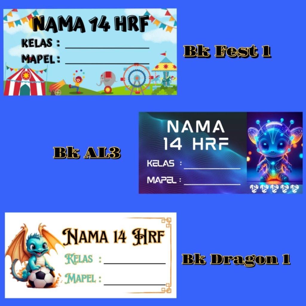 

Label Stiker Nama Buku Tulis Buku Pelajaran Sekolah Cute Futsal Basket Alien Stitch