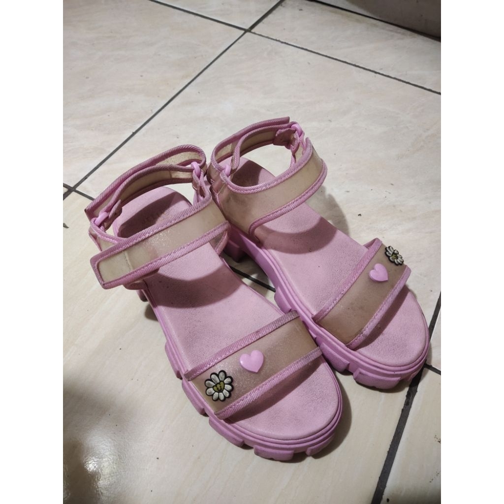 ORIGINAL JELLY BUNNY BKK SEPATU SANDAL WEDGES WANITA PINK