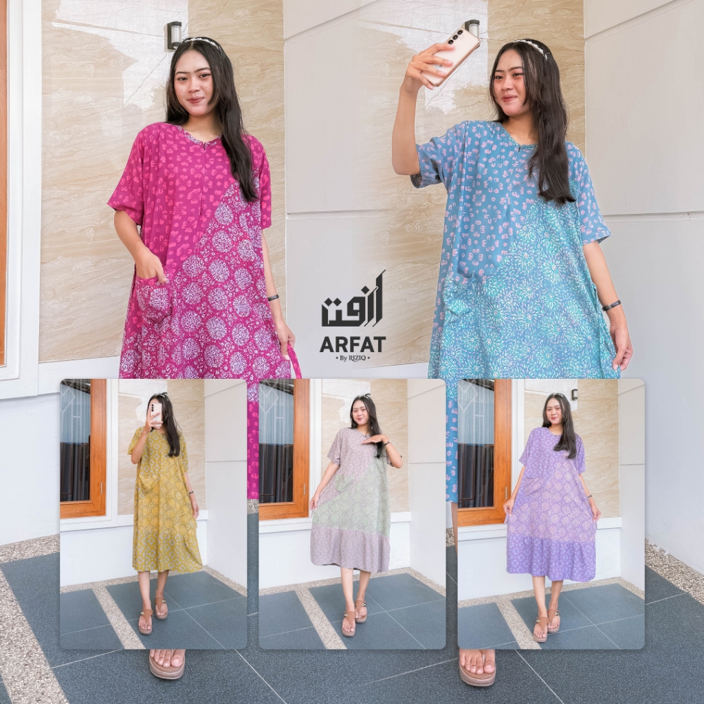 Daster Viona – Baju Gamis Lengan Pendek Motif Batik Kekinian Adem dan Nyaman | Arfat by Riziq