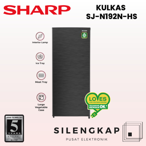 KULKAS 1 PINTU SHARP 175 LITER SJ N192N HS / SJ-N192N-HS