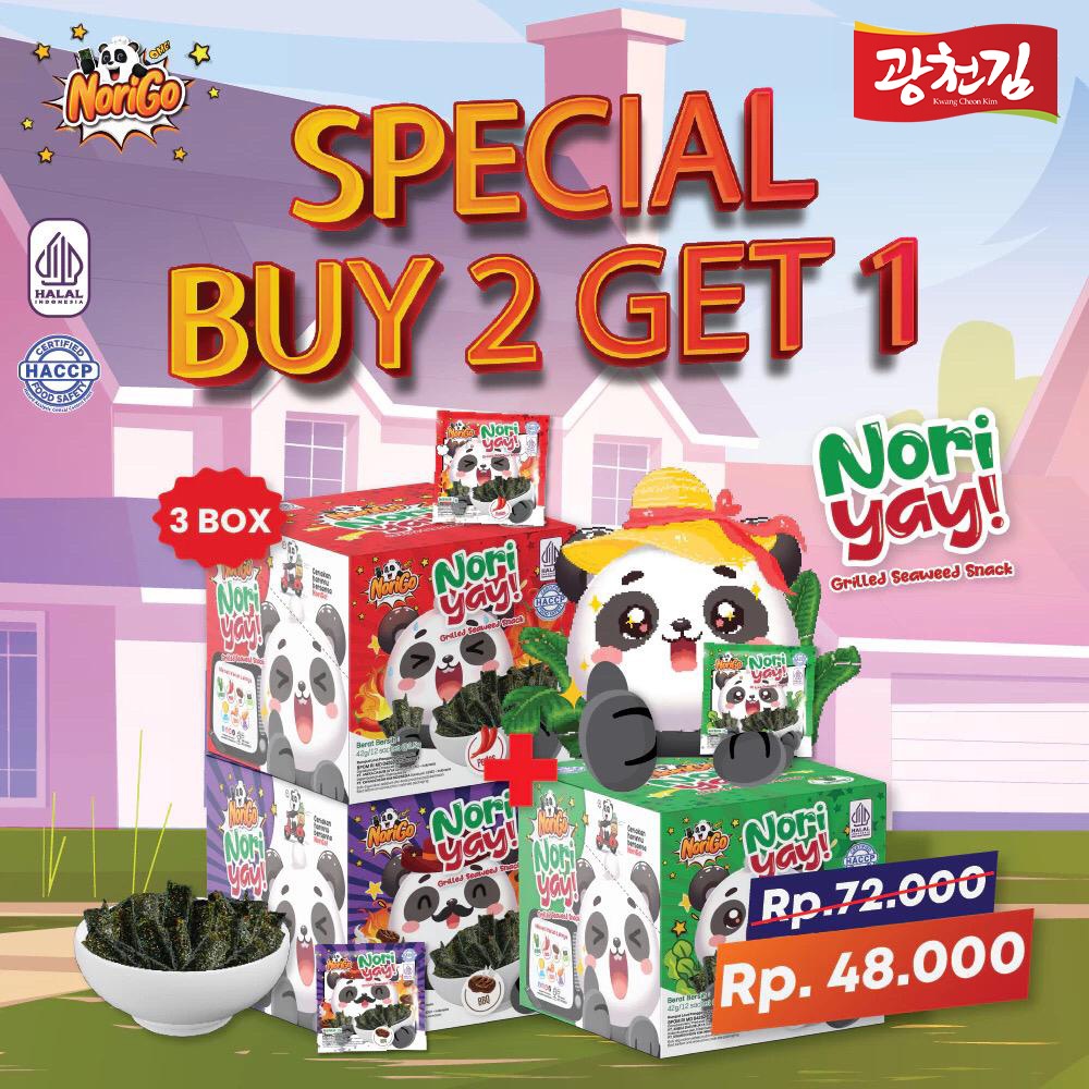 

(BELI 2 GRATIS 1) NORIGO / SNACK NORI YAY 1 BOX ISI 12PCS / SNACK RUMPUT LAUT 3.5GR