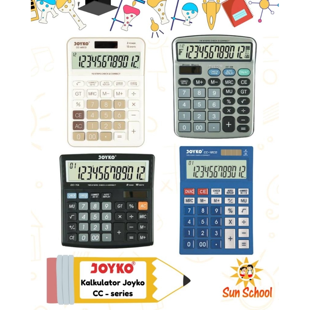 

Kalkulator/ Calculator Joyko series CC-A11/ CC-46 / CC-60C0 /CC 12CO 12Digits