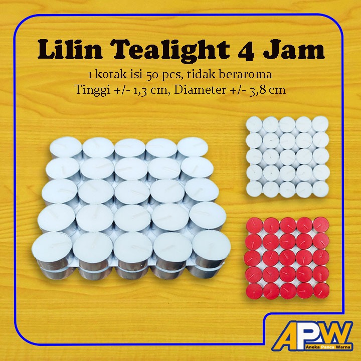 Lilin tealight / Lilin kaleng 4 Jam isi 50 pcs