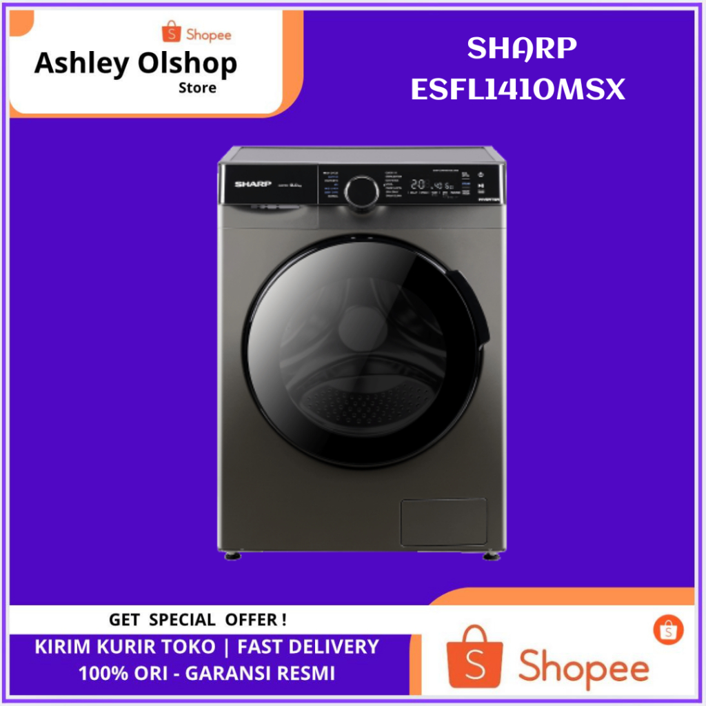 Mesin Cuci 10 Kg Front Loading Sharp ES-FL1410MSX Inverter 10 Kg Sharp ESFL1410MSX
