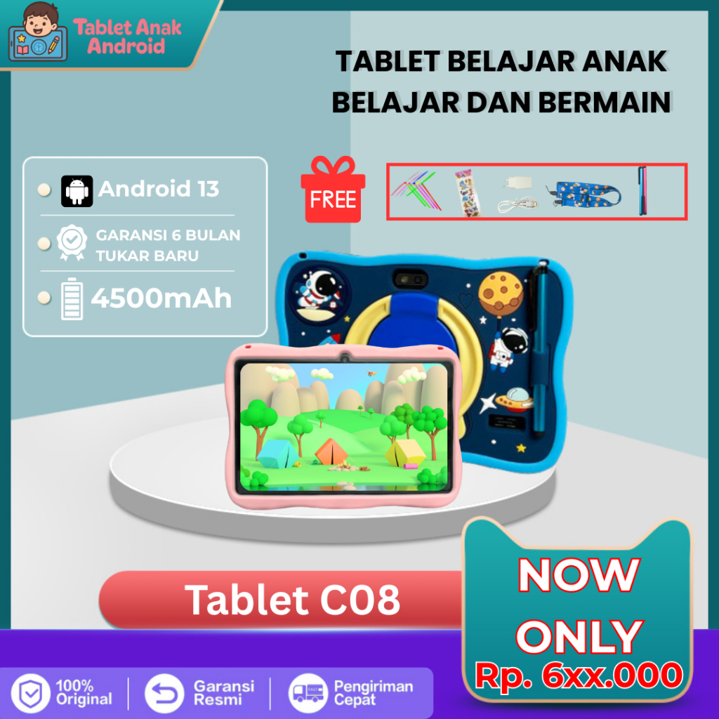 Tablet Anak Android Galaxy Tablet Anak C08 Android 4GB+64GB 8 inci Wifi