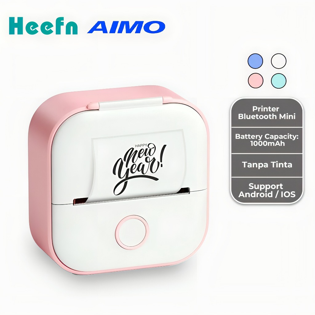 

Heefn X AIMO T02 Mobile Photo Label Printer 50 mm Mini Printer Thermal Bluetooth Pocket Tanpa Tinta