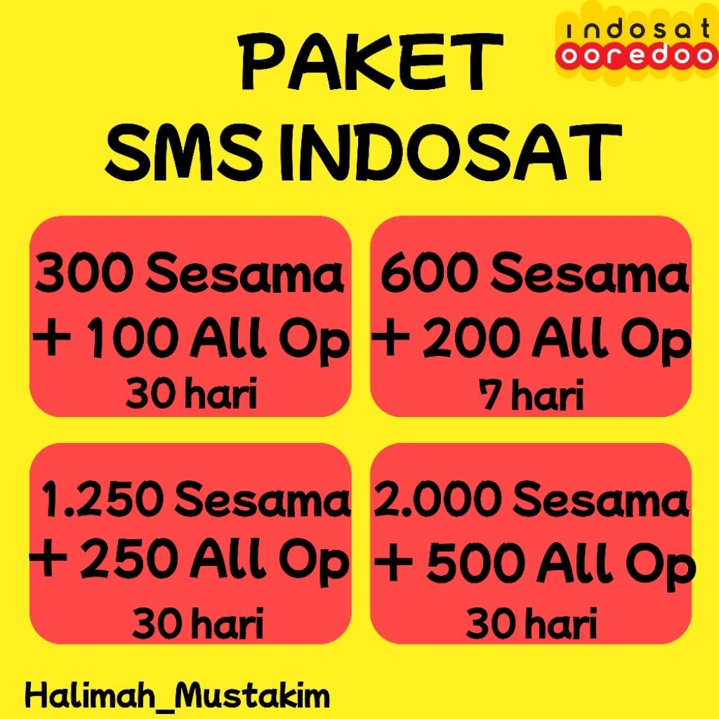 Paket SMS Indosat 30 hari | 7 hari