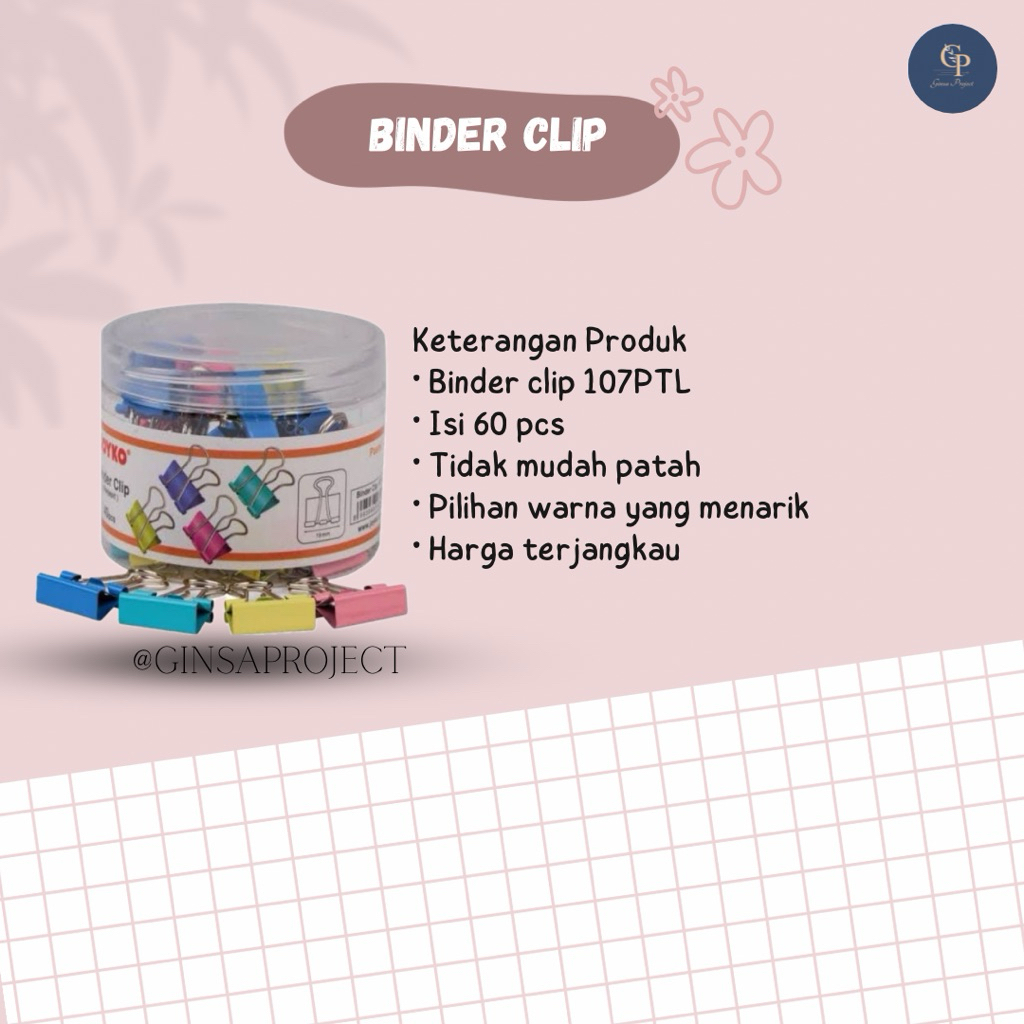 

Binder Clip 107PTL - Joyko (Isi 60 pcs)