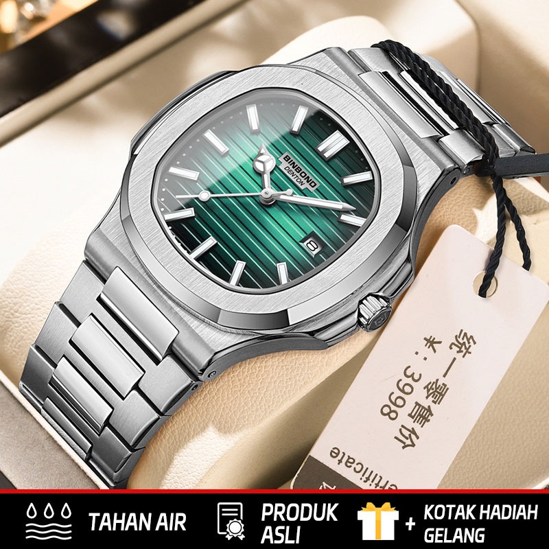 BINBOND Original Men Fashion Casual Watch Waterproof Date Luminous Stainless Steel Quartz Watch