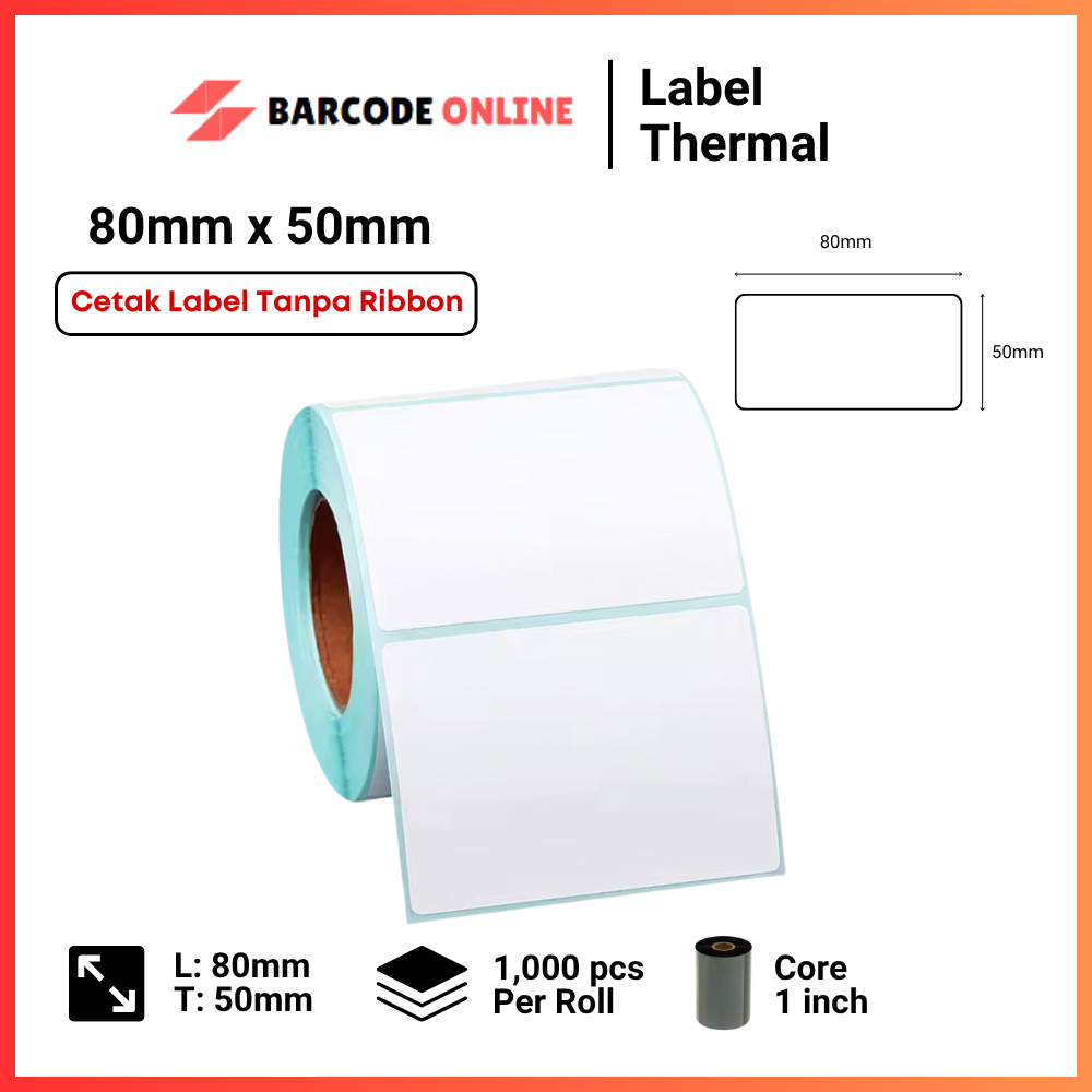 

Label Thermal 80 x 50 mm - Label Thermal 80 x 50mm Isi 1000pcs - Label Thermal Barcode