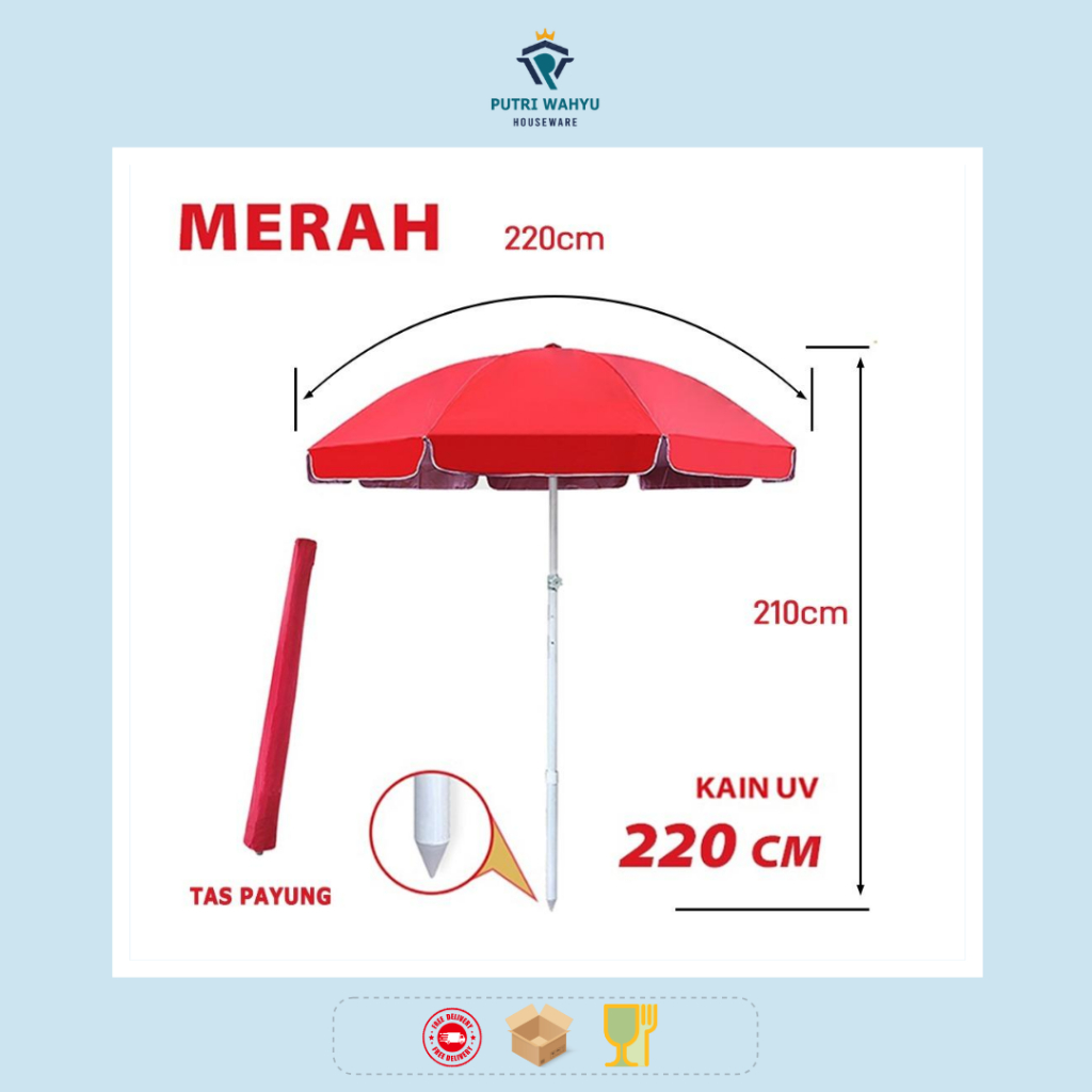 Payung Tenda 200CM / Payung Pantai 220CM/ Payung Taman Cafe