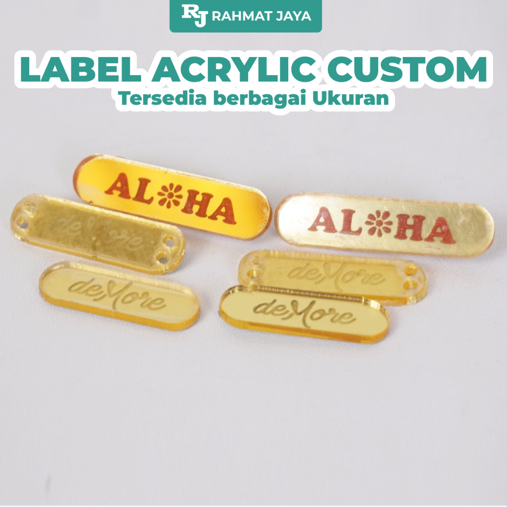 

Rahmat Jaya Label Akrilik Custom Logo Nama Brand Merek Sendiri Label Acrylic Baju Hijab Jilbab Tas