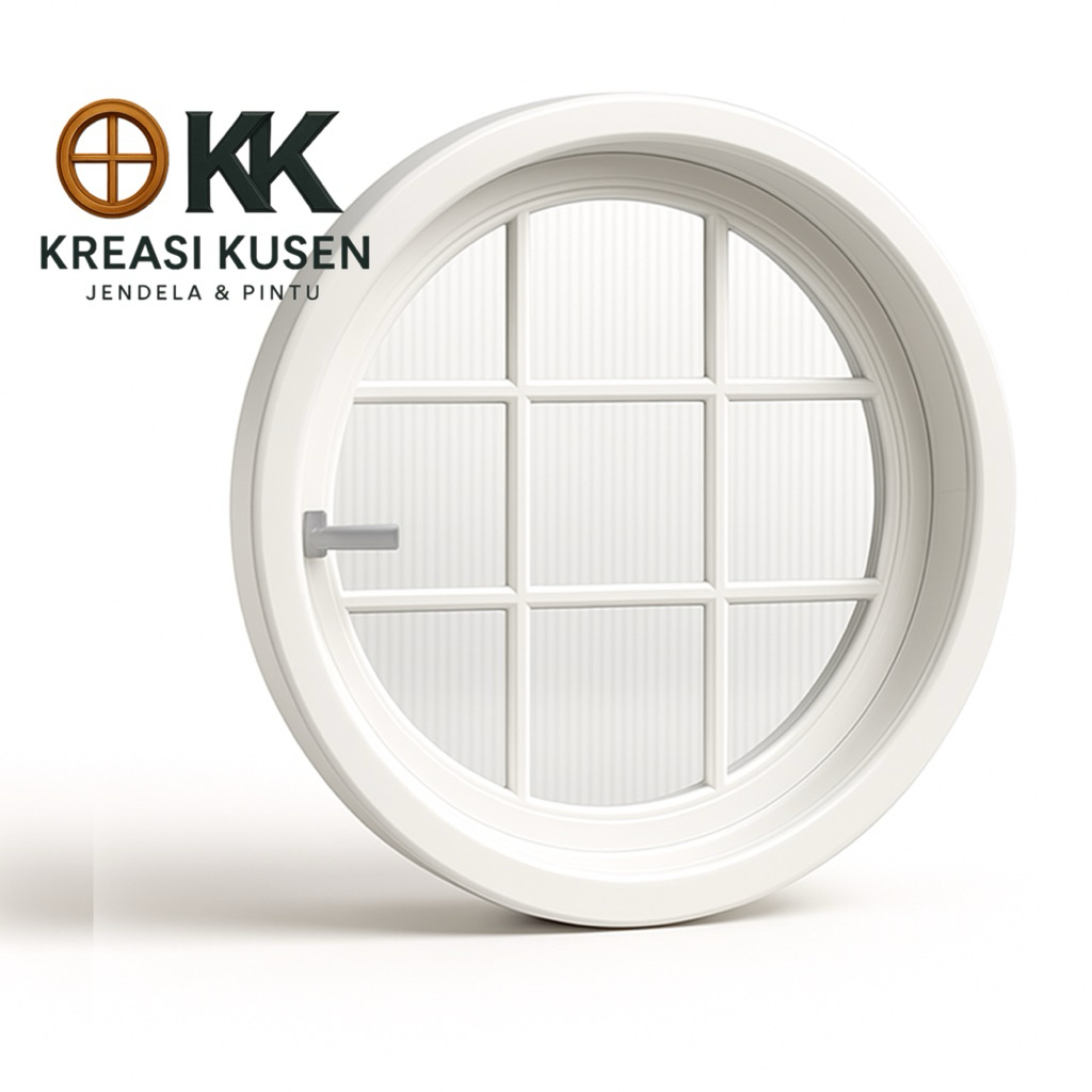 Kusen Jendela Bulat Kayu Jati