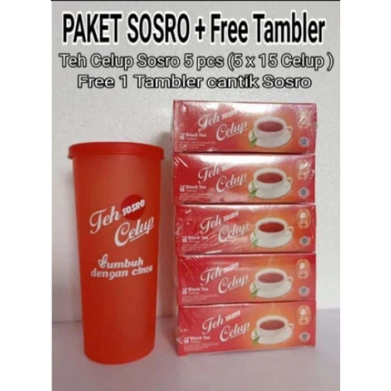 

PAKET TEH CELUP SOSRO (5 KOTAK TEH 1 TUMBLER /TEMPAT MINUM) / TEH CELUP