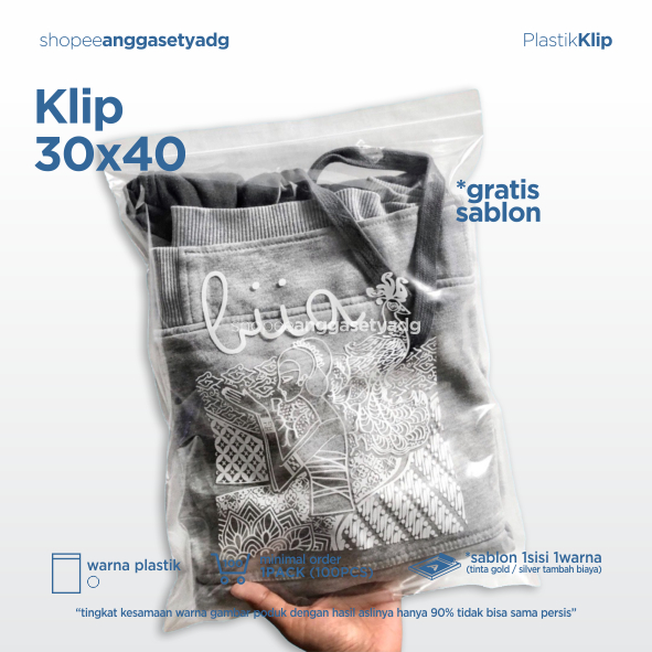 Plastik Klip Sablon Atau Ziplock Ukuran 30x40