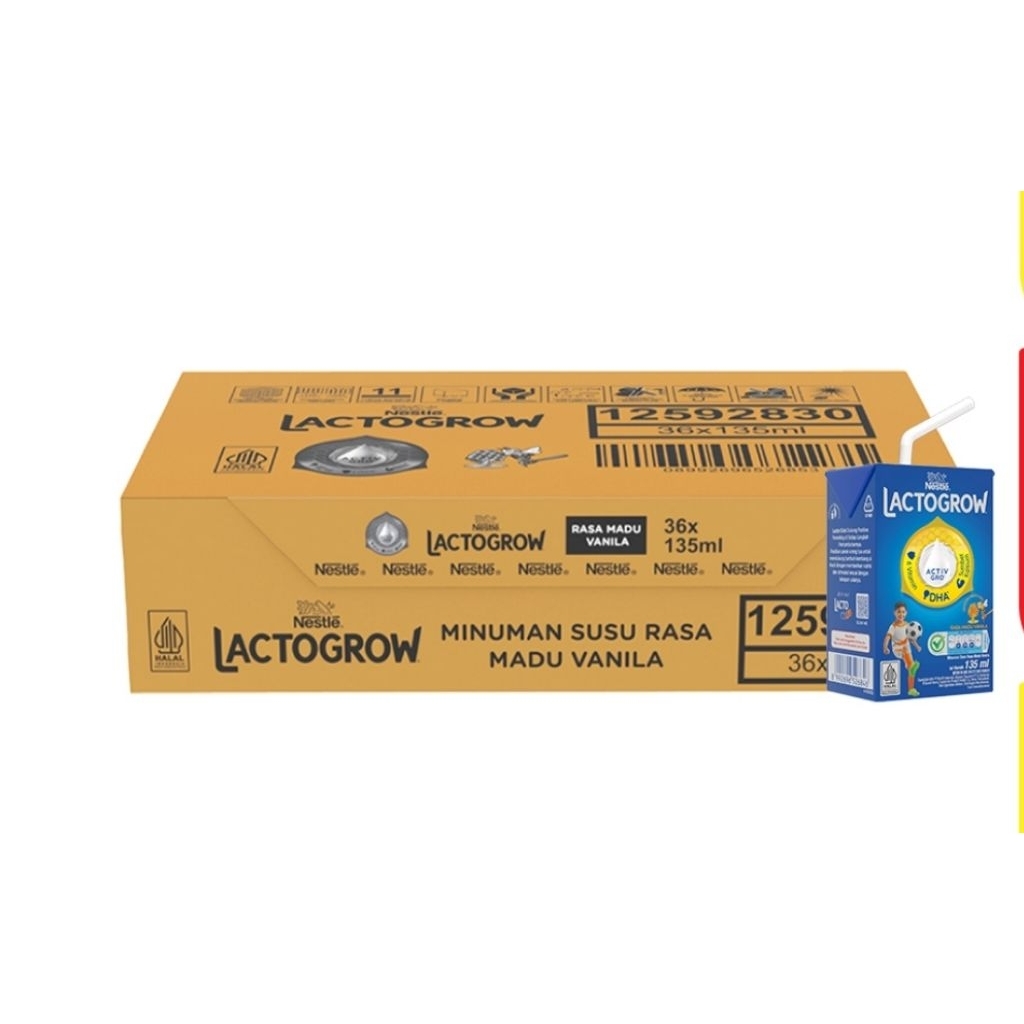 

LACTOGROW Susu UHT Anak Rasa Madu Vanila 135ml Kartonan Isi 36pcs
