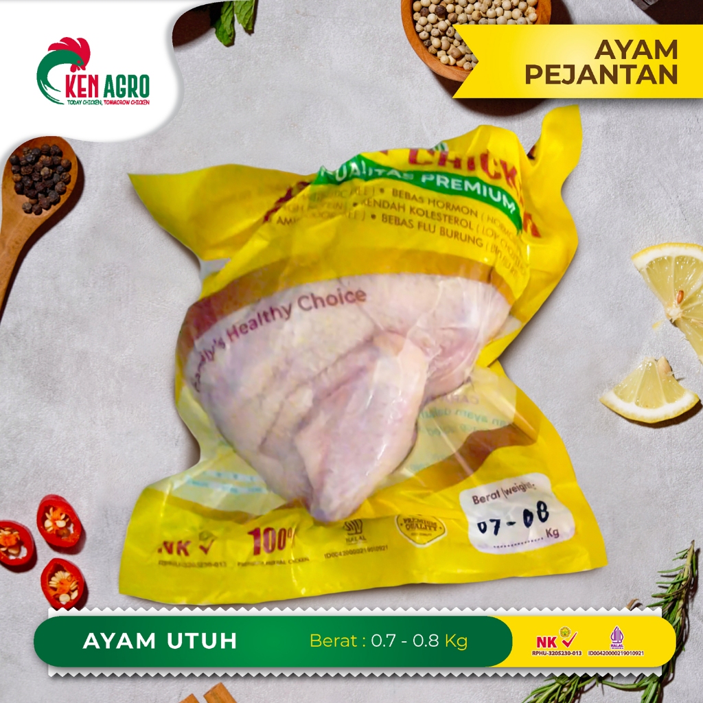 

Ken Agro Ayam Pejantan Utuh Kecil S 0.7-0.8 kg Frozen