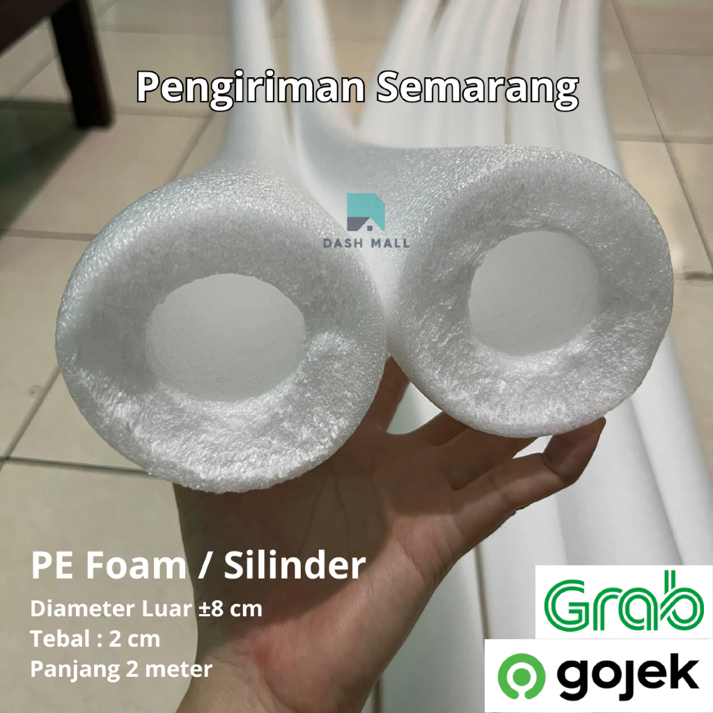 

PE Foam Silinder Pipa Diameter 8cm Panjang 2m Tebal 2cm 1.5cm / Busa Polifoam Tabung Tube / Polyethylene Foam Cylinder