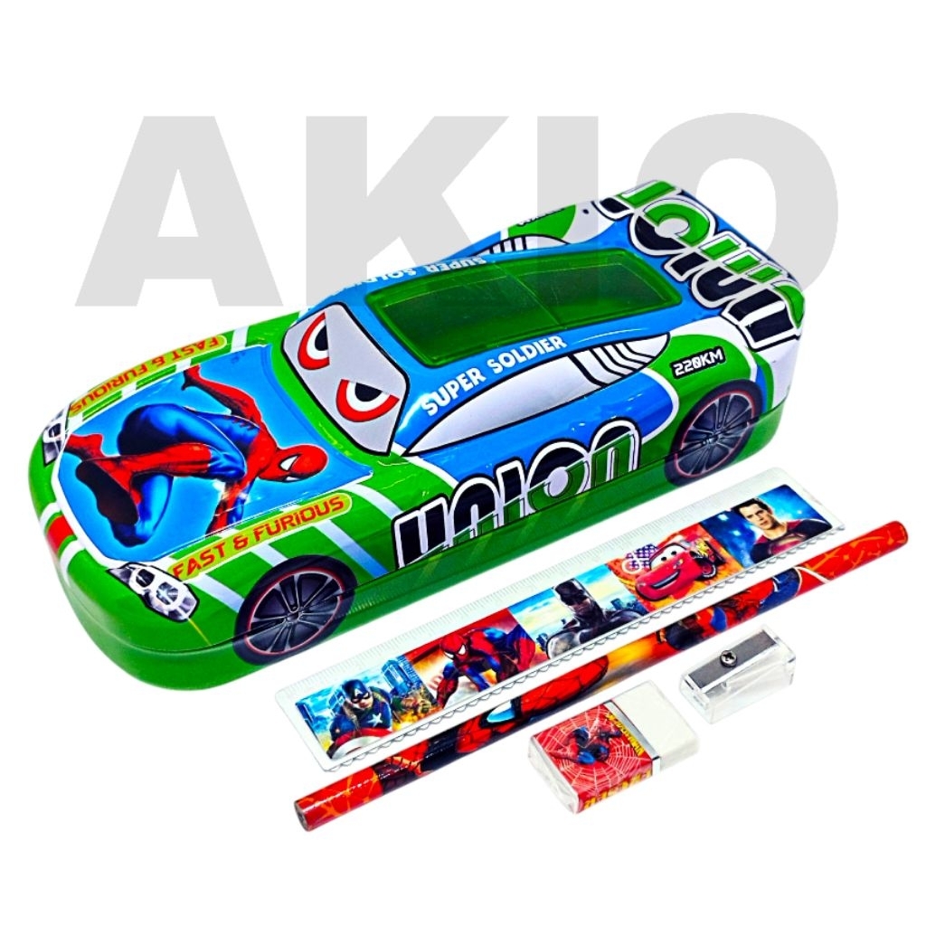 

Tempat Pensil Anak Mobil Besar Set Alat Tulis 2 Tingkat Karakter SUPERHERO SPIDERMAN AVENGERS HJ Kaleng Besi B-980