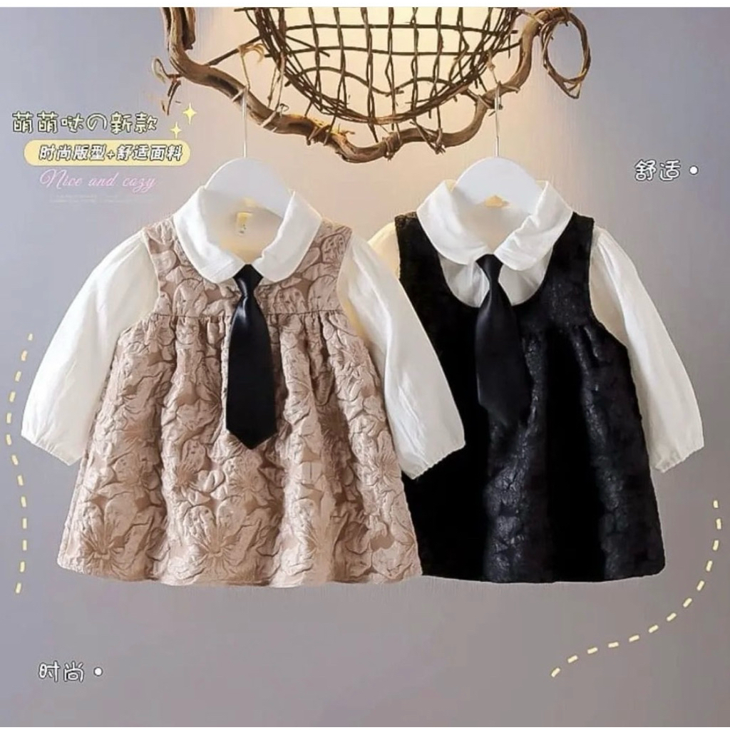 dress anak 2in1 size 2 tahun new sisa warna hitam