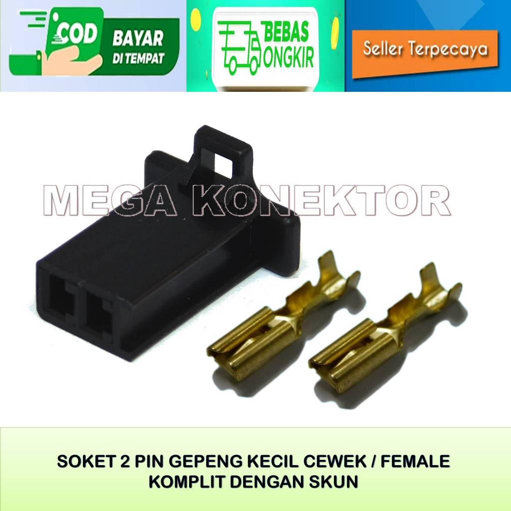 SOKET KABEL MOTOR 2 PIN KECIL HITAM FEMALE-SOKET –SOKET KABEL–2 PIN- SOKET- SOKET KABEL 2 PIN NYLON