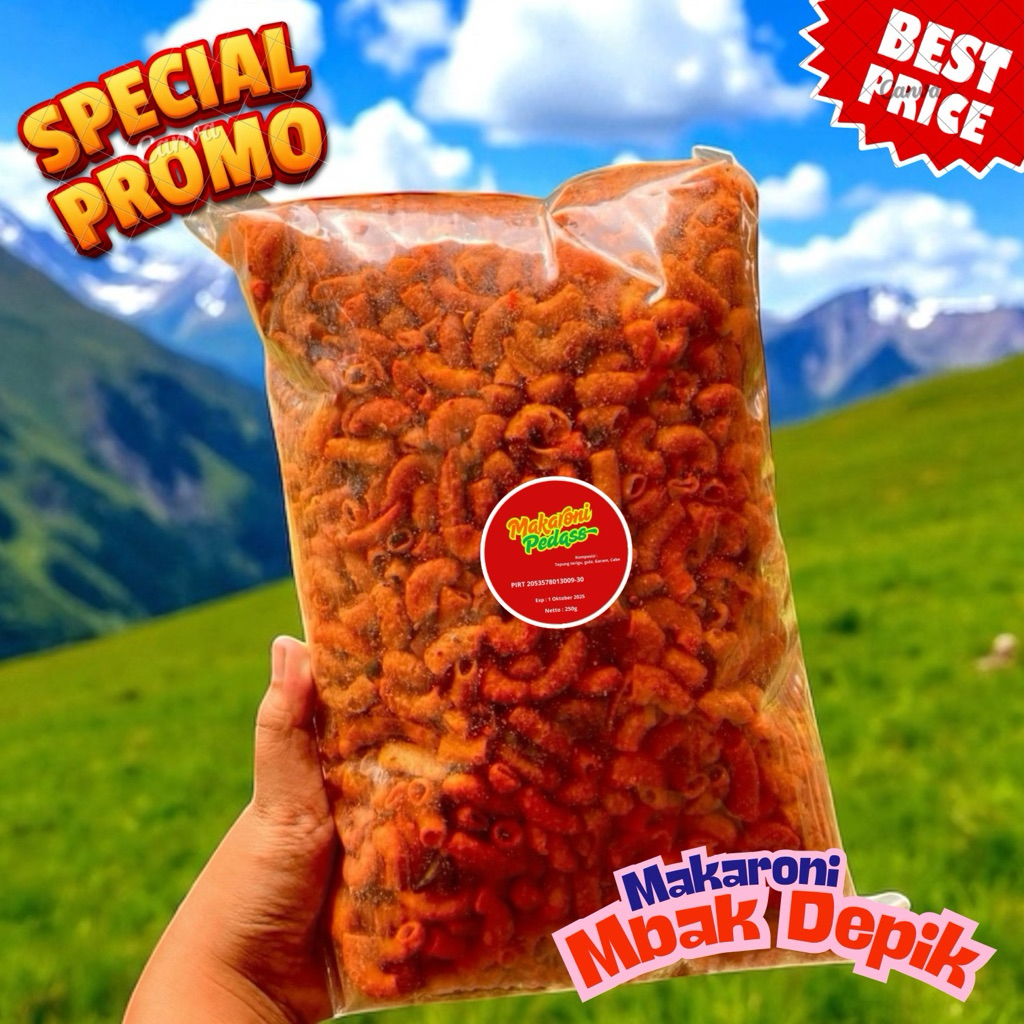 

Makaroni Pedas 1/4kg Bumbu Rahasia Khas dengan Taburan Pedas Gurih Anti Bosan
