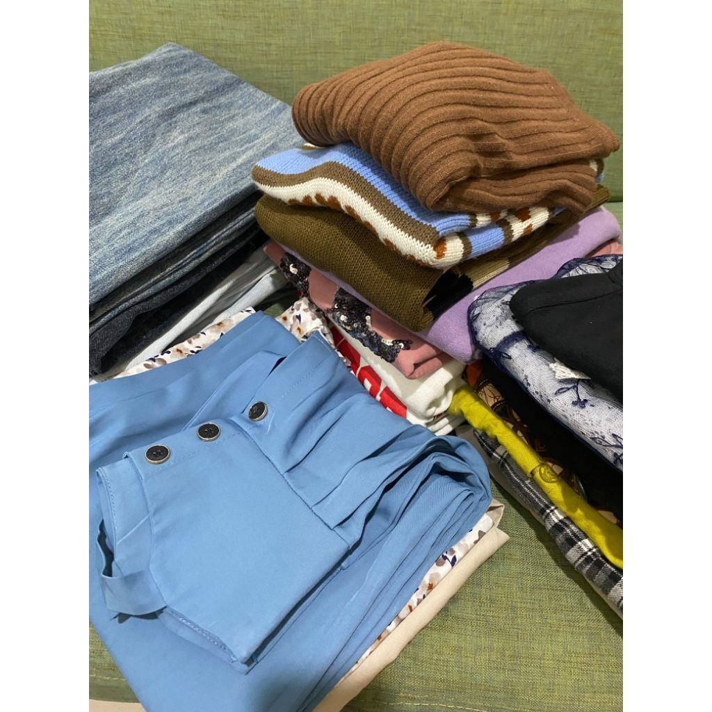 preloved baju, kemeja, cardigan, kebaya, batik, vest, crop top, sweater