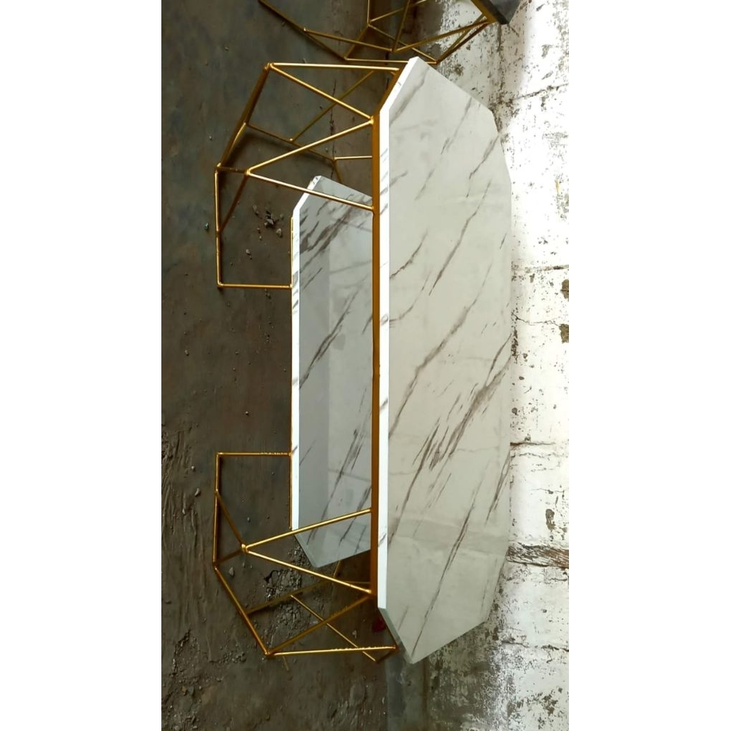 meja besi/ meja tamu viral/meja sofa/meja duo set variasi warna marmer gold,putih,hitam super glosy.