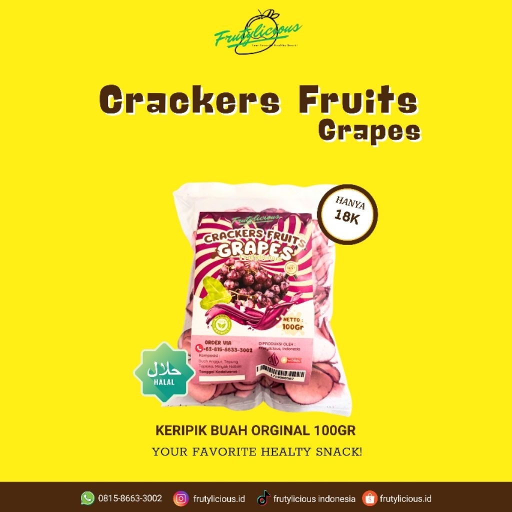 

Crackers Fruits Grapes Keripik Buah Orginal 100gr