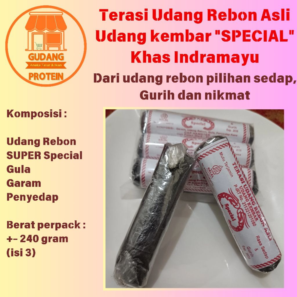 

Terasi udang rebon asli special 240 gr lebih sedap terbaik