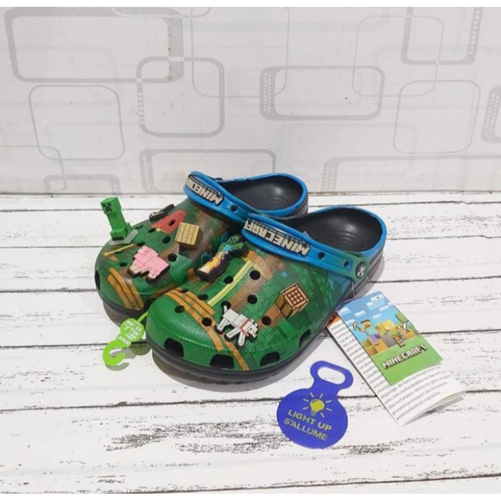 Sandal Crocs Minecraft Led Dewasa/Sandal Crocs Minecraft Led Clog