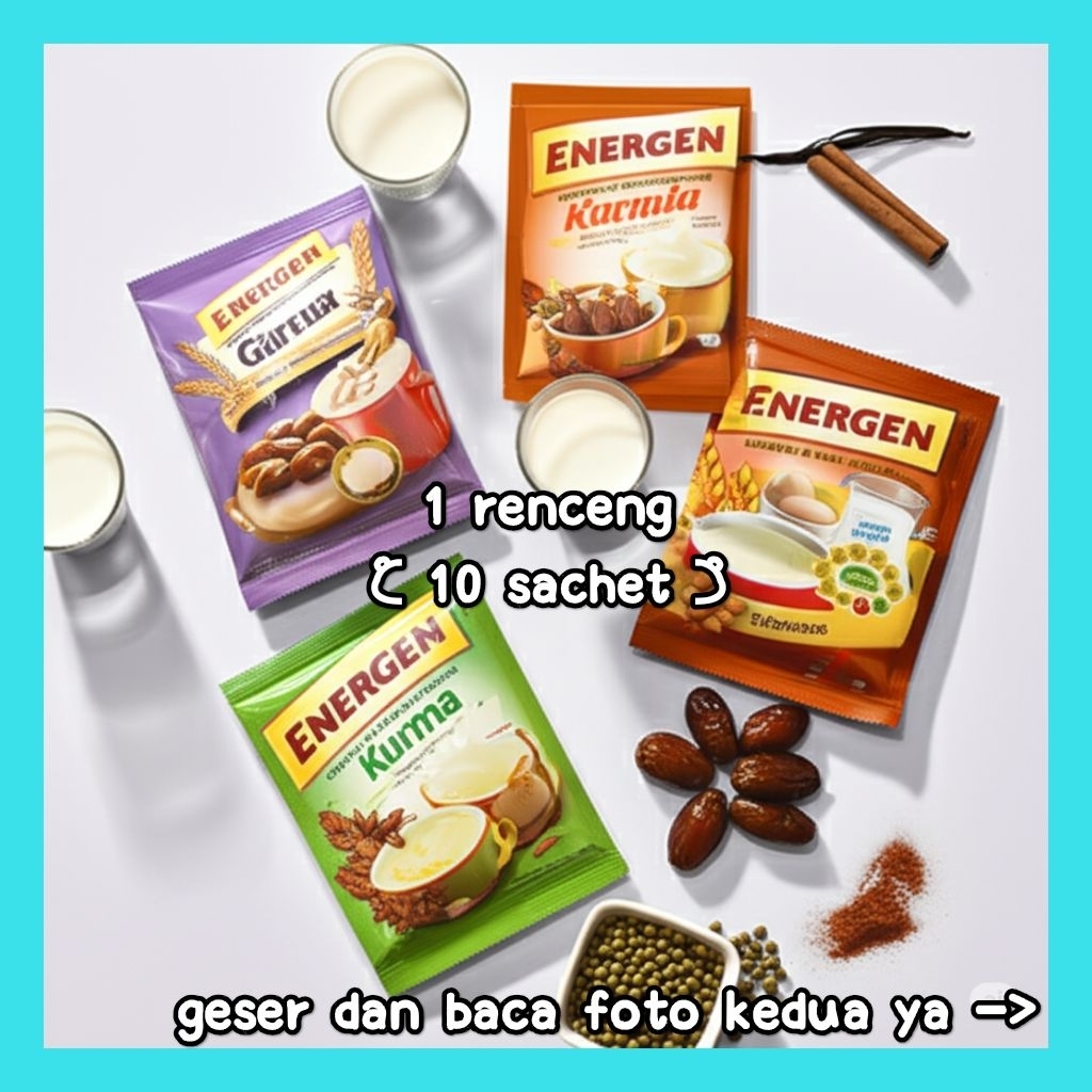 

energen 1 renceng (10 sachet) Energen Sereal & Susu Bergizi jahe vanila kacang hijau cokelat